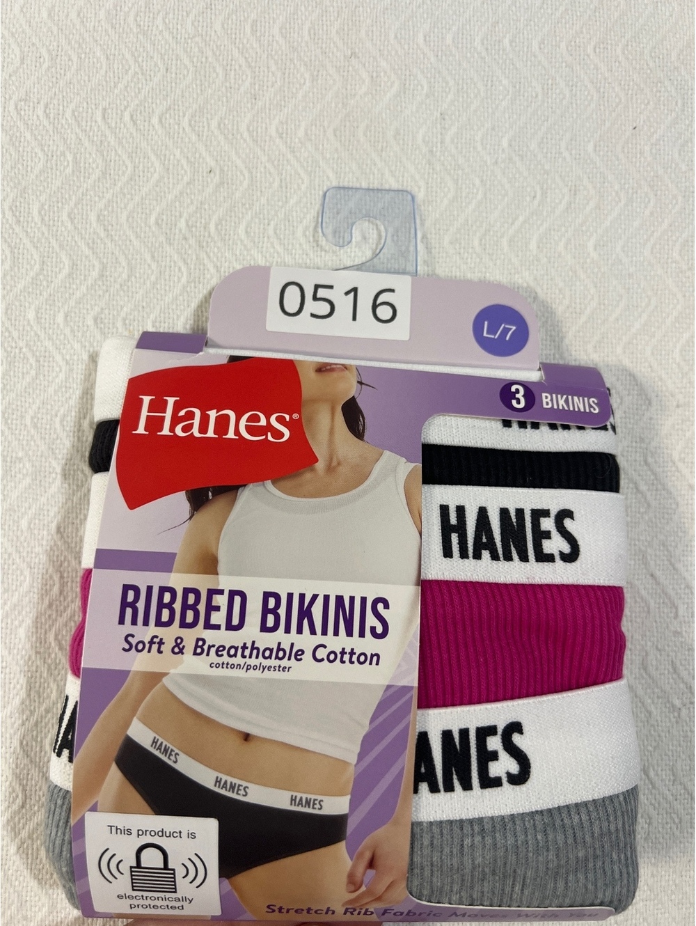 Hanes Ribbed Bikinis 3-Pack Women's Panties Size L/7